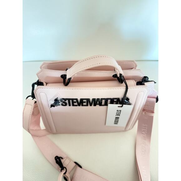 Steve Madden Bevelyn Bats Satchel Crossbody Bag Wallet Chalk Halloween Pink - Picture 3 of 6